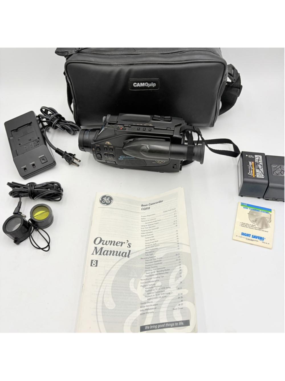 GE CG818 8mm Video8 Analog Camcorder Transfer Kit DC Power Tested